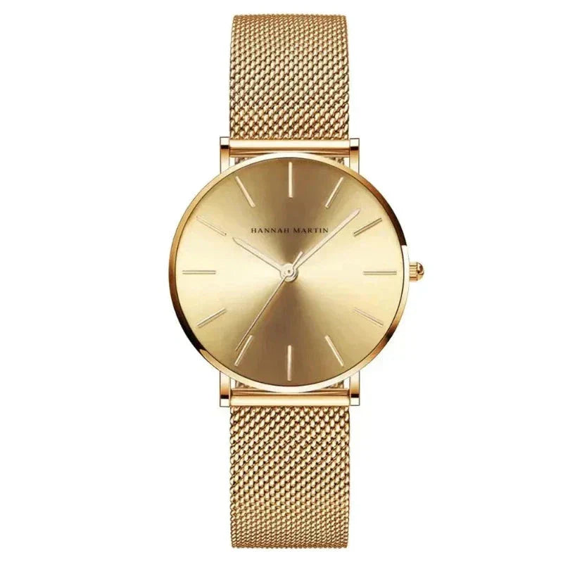 Round Women's Wrist Watch Relógio de Pulso Feminino Redondo Belleza & Glamour Golden 