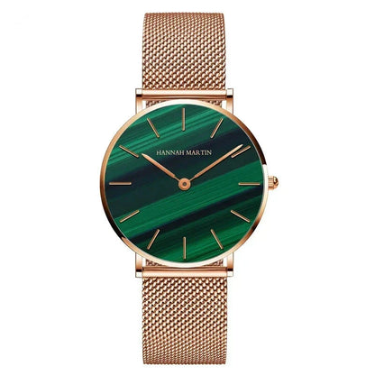 Round Women's Wrist Watch Relógio de Pulso Feminino Redondo Belleza & Glamour Green with Rose 