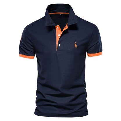Ryan™ | Sporty Polo Shirt Shirt Belleza & Glamour Navy Blue & Orange XS 