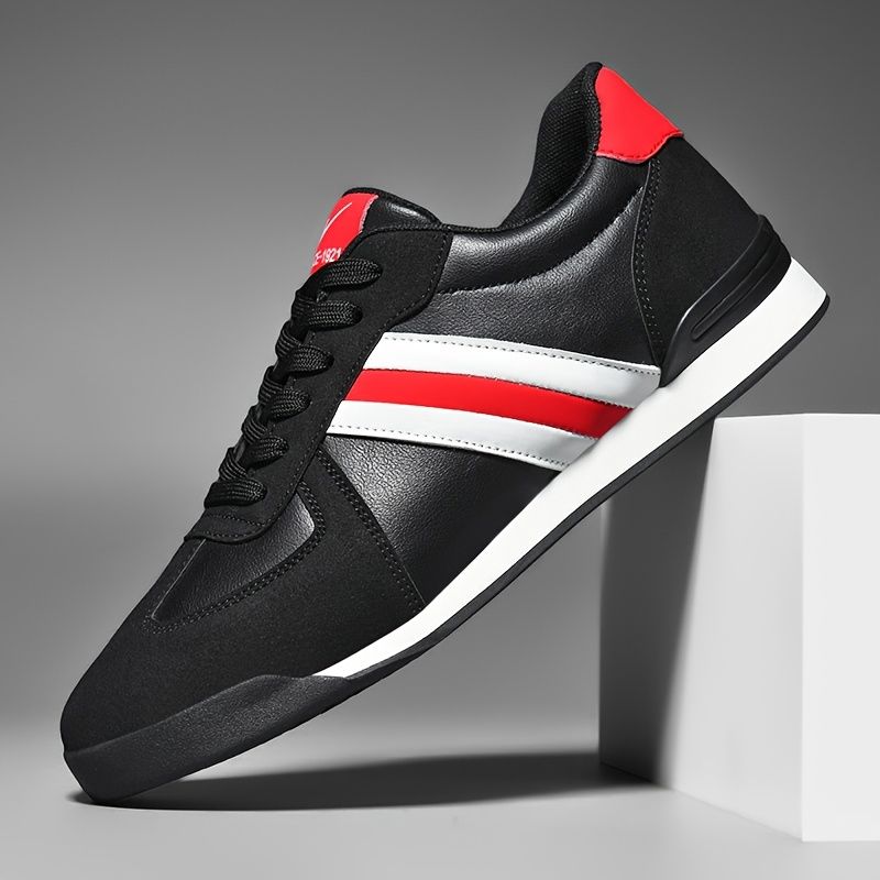 Sideline Leather Sneakers Belleza & Glamour Black Red 5 