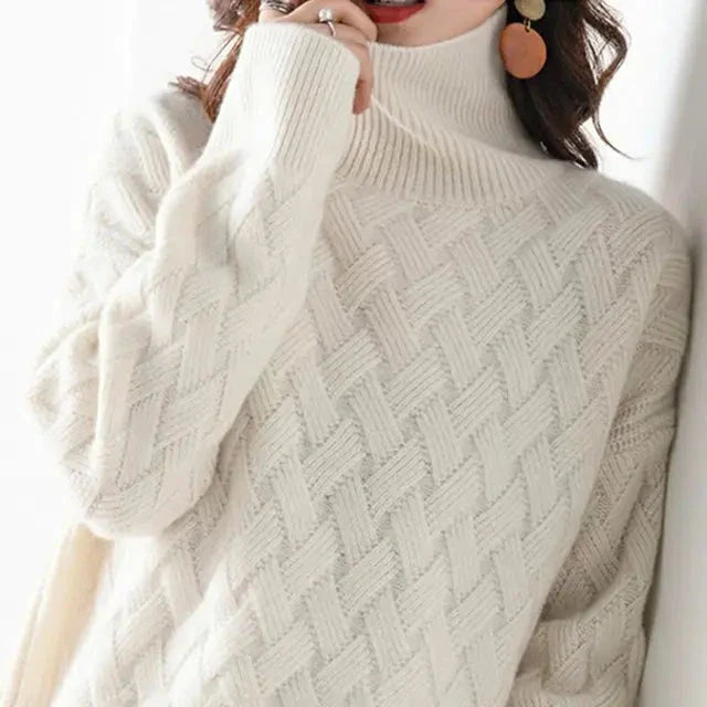 Sophia™ | Graceful Turtleneck Sweater Belleza & Glamour Beige S 
