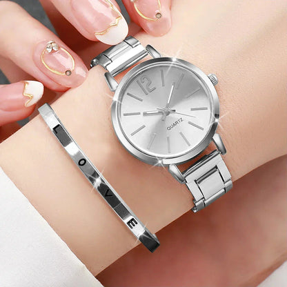 Stainless steel quartz watch + bracelet Belleza & Glamour Prata 