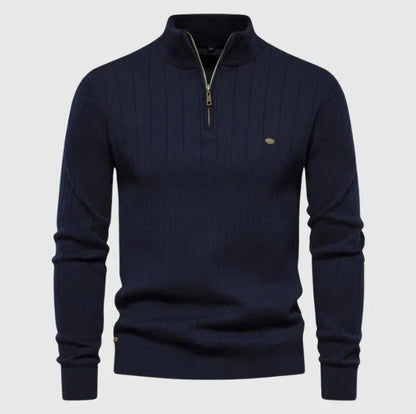 Thomas™ | Zip Neck Knit Sweaters Belleza & Glamour Navy Blue S 
