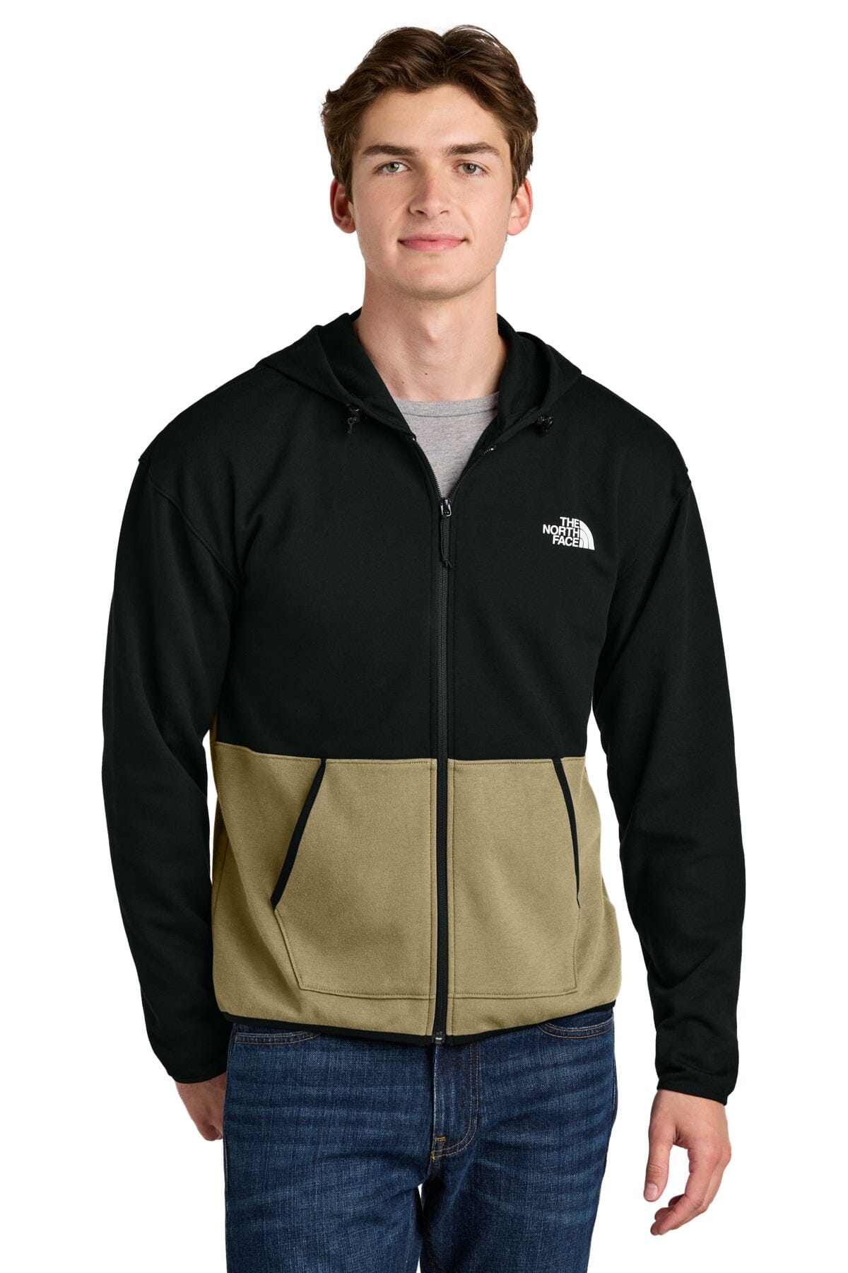 TNF ® Double-Knit Full-Zip Hoodie NF0A8BUS Sweatshirts/Fleece Belleza & Glamour Khaki Stone/ TNF Black S 