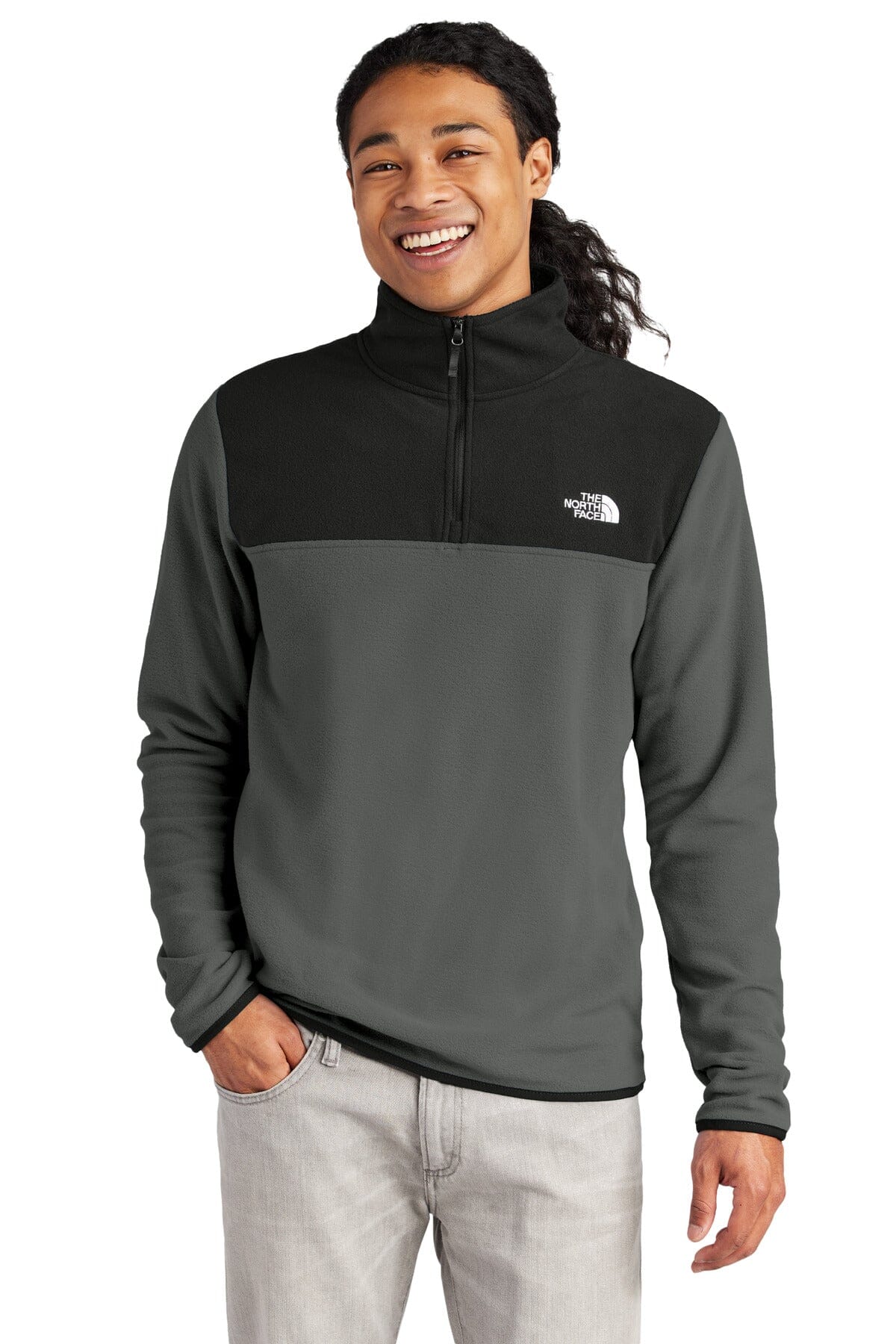 TNF ® Glacier 1/4-Zip Fleece NF0A7V4L Sweatshirts/Fleece Belleza & Glamour Asphalt Grey/ TNF Black S 