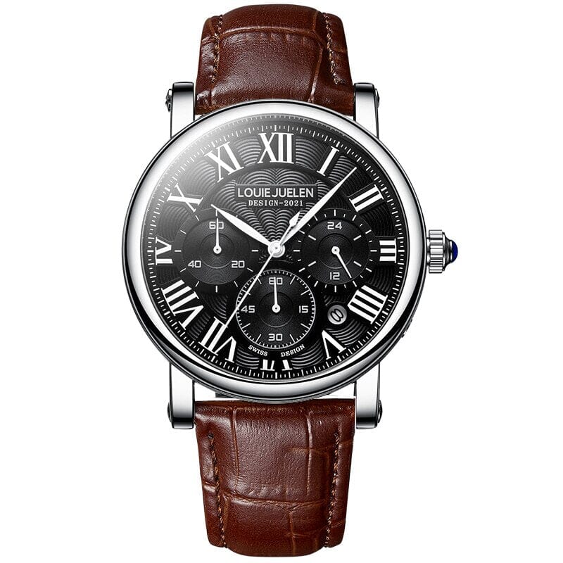 Watch Poedagar Executive classic Relogio 11 Belleza & Glamour Silver w/ Black leather background 