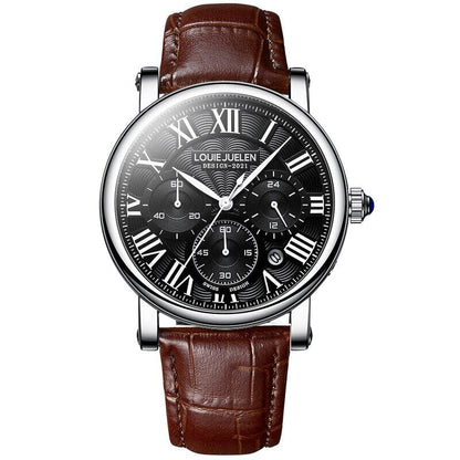 Watch Poedagar Executive classic Relogio 11 Belleza & Glamour Silver w/ Black leather background 