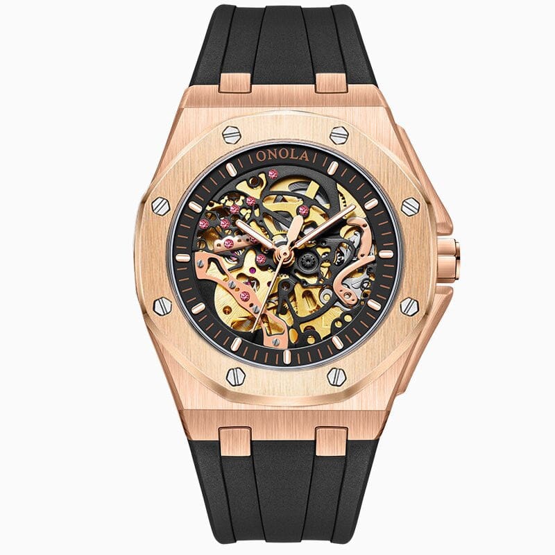Watch Poedagar Skeleton Oak Relogio 42 Belleza & Glamour Rose 