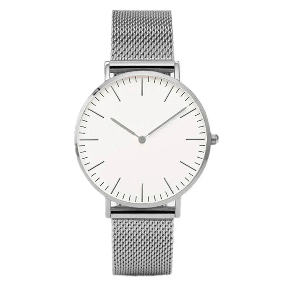 Women's Round 38mm Watch relógio Belleza & Glamour Prata - Branco 