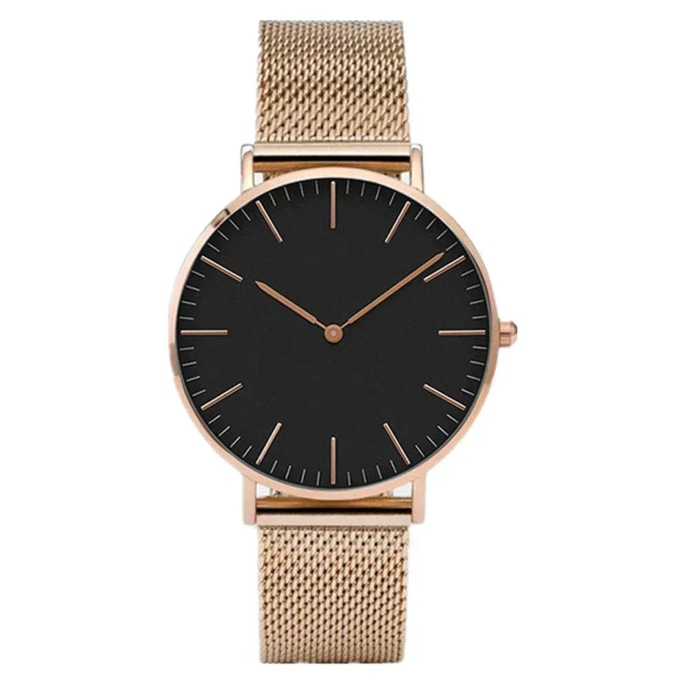 Women's Round 38mm Watch relógio Belleza & Glamour Rosé - Preto 
